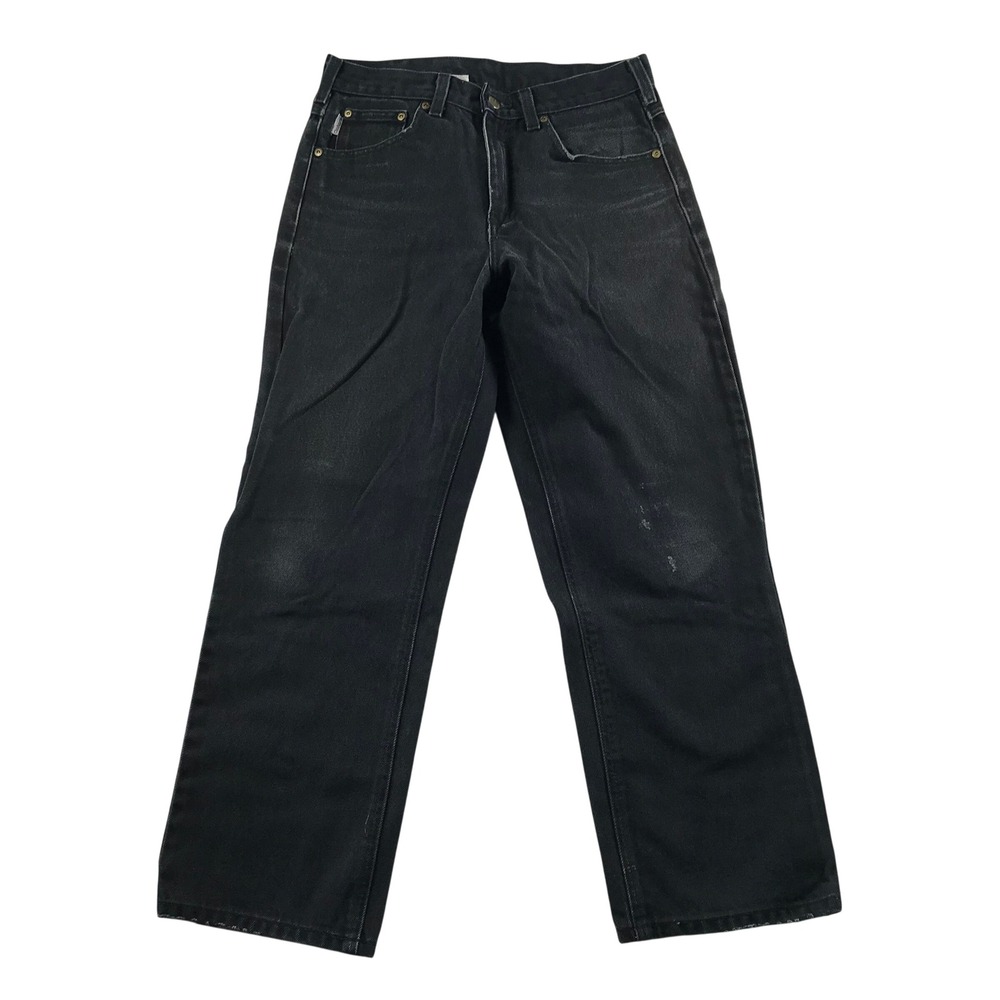Carhartt B161 BLK Relaxed Fit Black Denim Jeans Mens 32x30 Faded Workwear